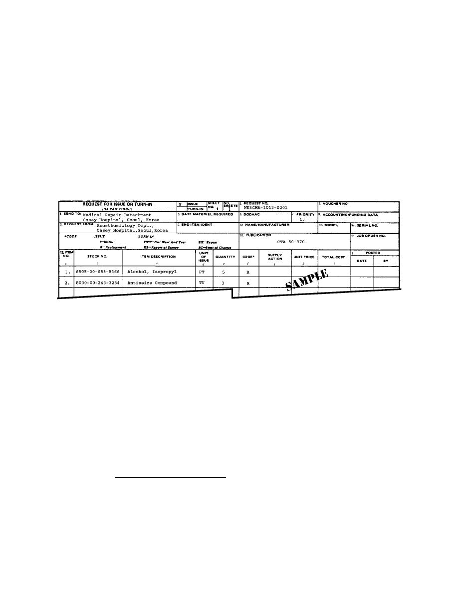 Document Register for Supply Actions, DA Form 2064 - Basic Supply Procedures