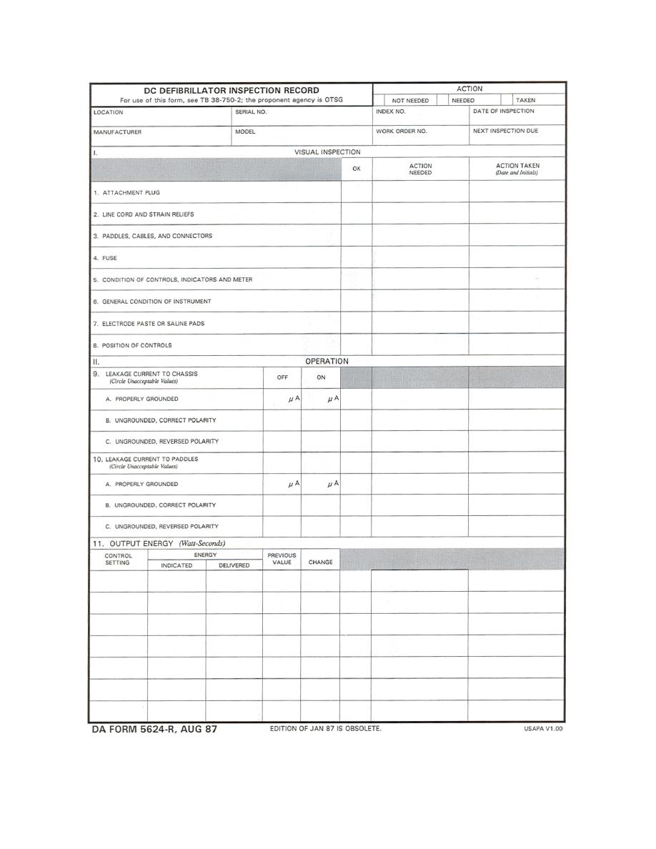 Figure 223-23. Blank DA Form 562234-R (front). - Medical Maintenance Intended For Blank Sponsorship Form Template
