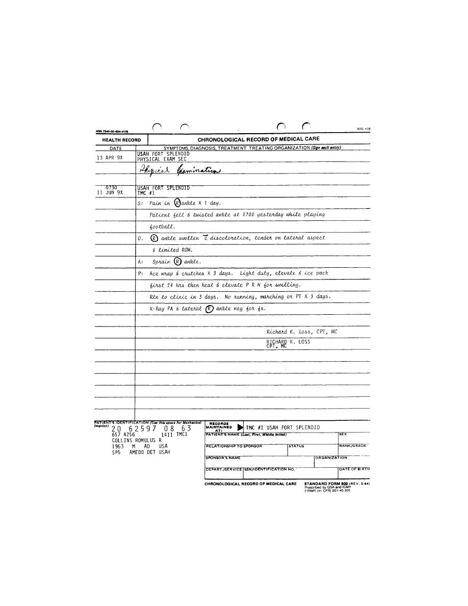 Figure 22. SF 600 (Health Record Chronological Record of Medical