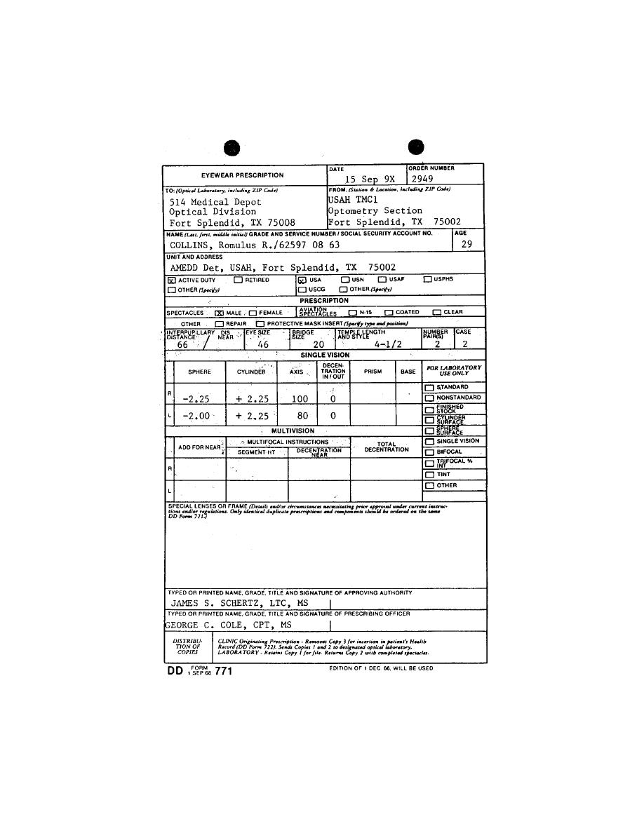 Figure 2 15 DD Form 771 Eyewear Prescription Outpatient Medical 
