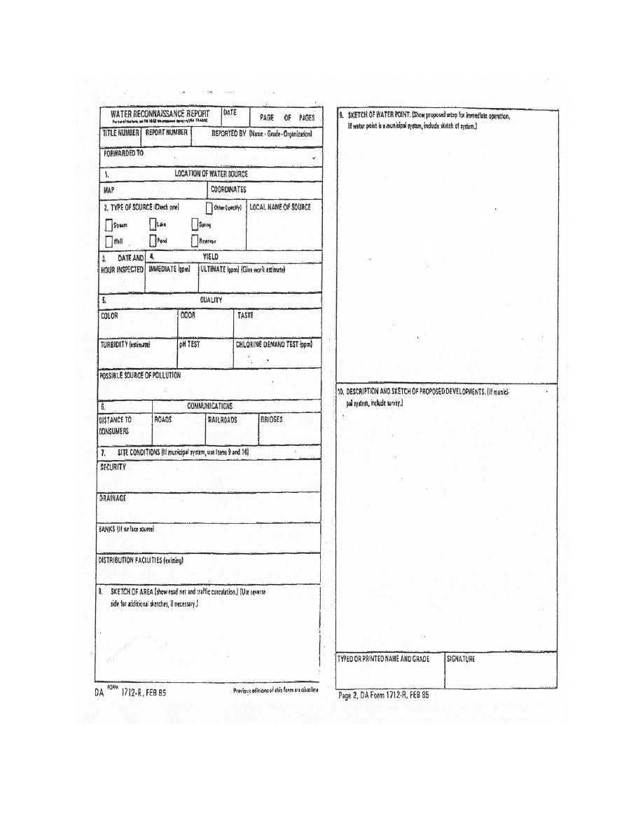 Figure 5 20 Da Form 1712 R Water Reconnaissance Report Military Water Supply